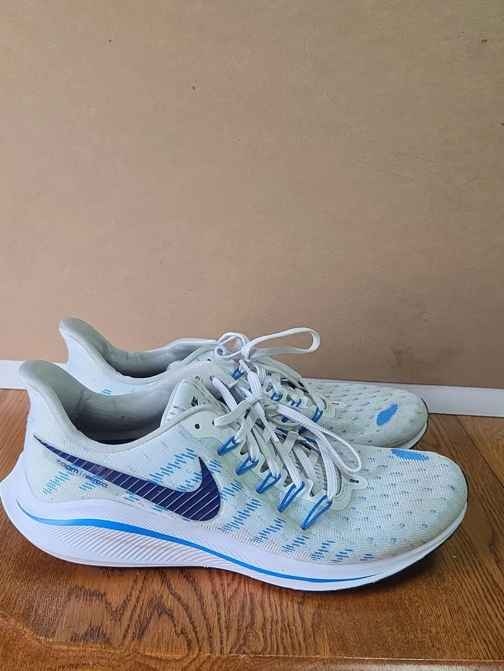 Nike Air Zoom Vomero 14 sneakers 2019 in a white and blue colorway.